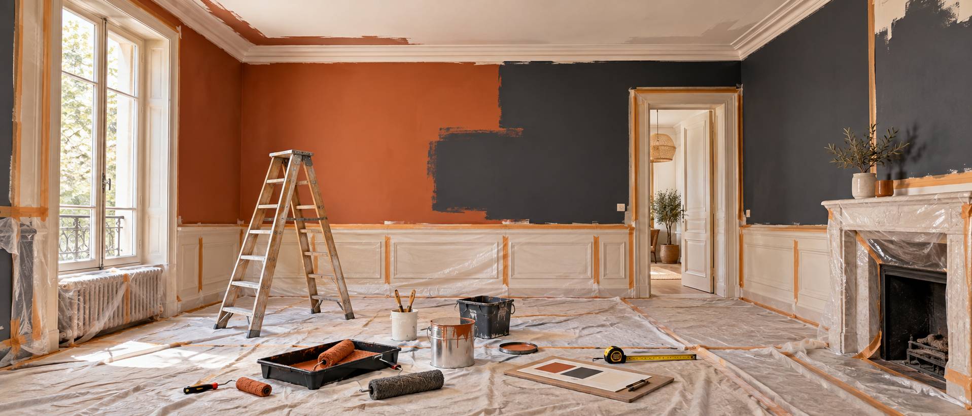 Illustration éditoriale du sujet : Métré d'un chantier de peinture : ce qui se compte vraiment