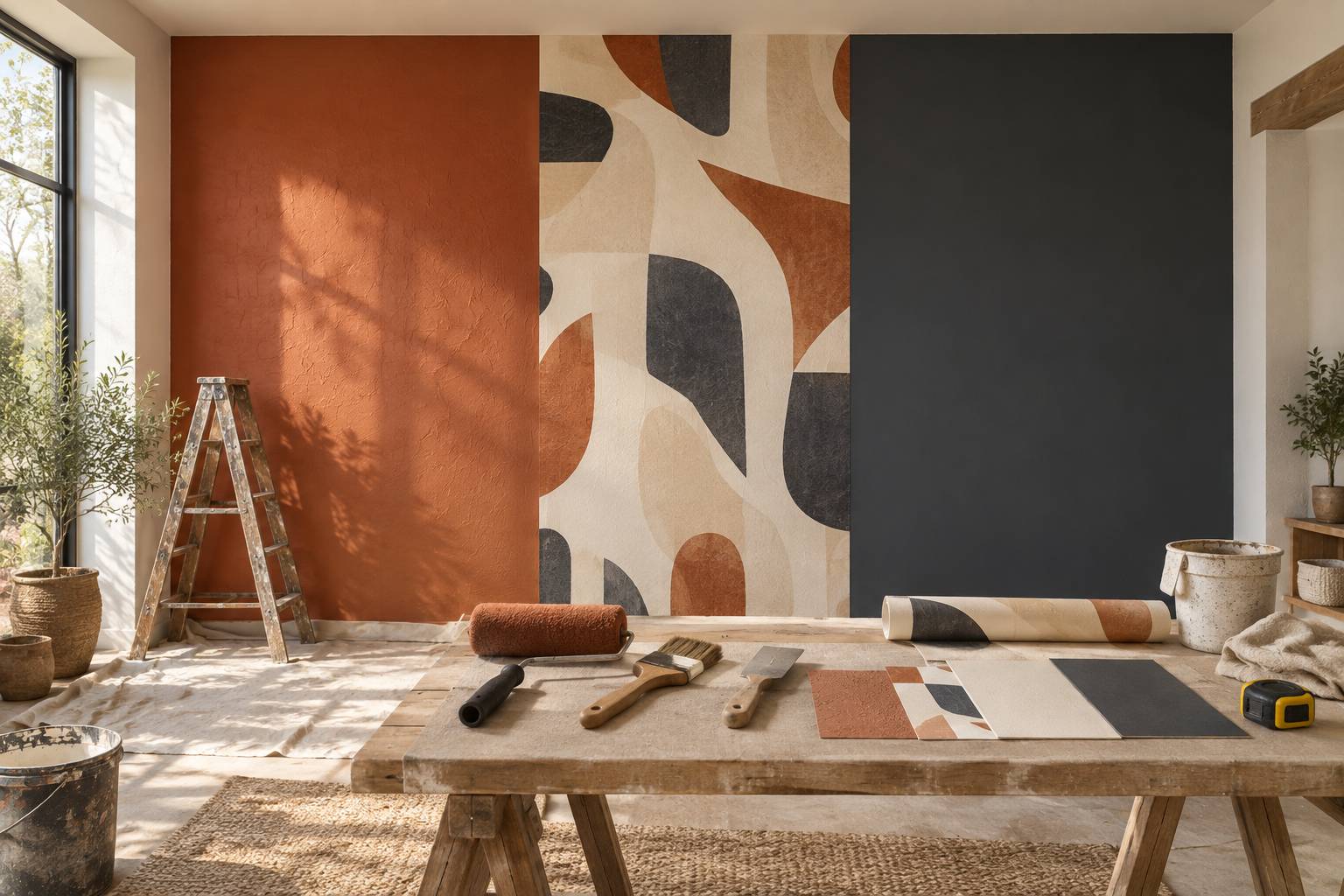 Illustration éditoriale du sujet : Peinture, papier peint ou toile de verre : que choisir