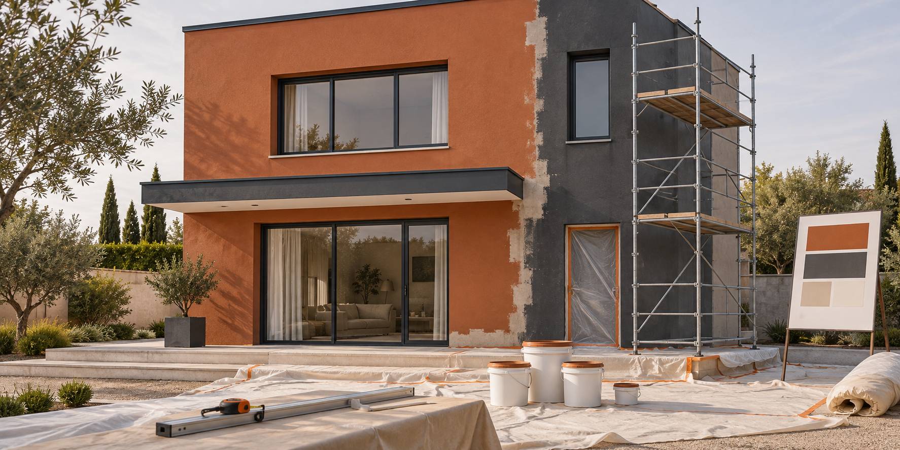 Illustration éditoriale du sujet : Prix d'un ravalement de façade : les postes qui pèsent le plus